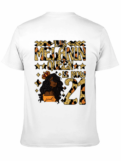 Camiseta Melanin Queen 21 Cumpleaños Leopardo