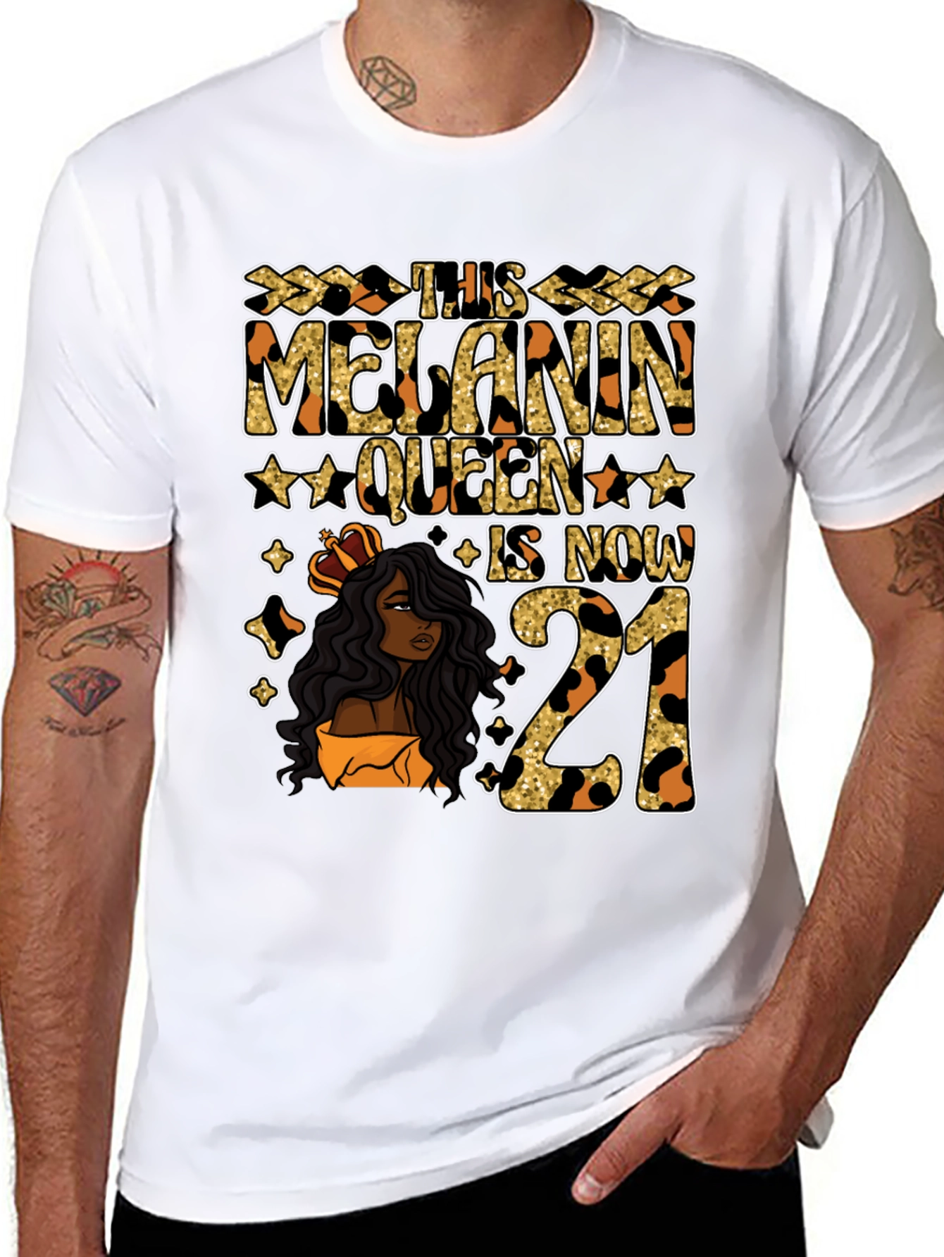 Camiseta Melanin Queen 21 Cumpleaños Leopardo