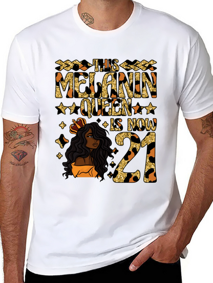 Camiseta Melanin Queen 21 Cumpleaños Leopardo