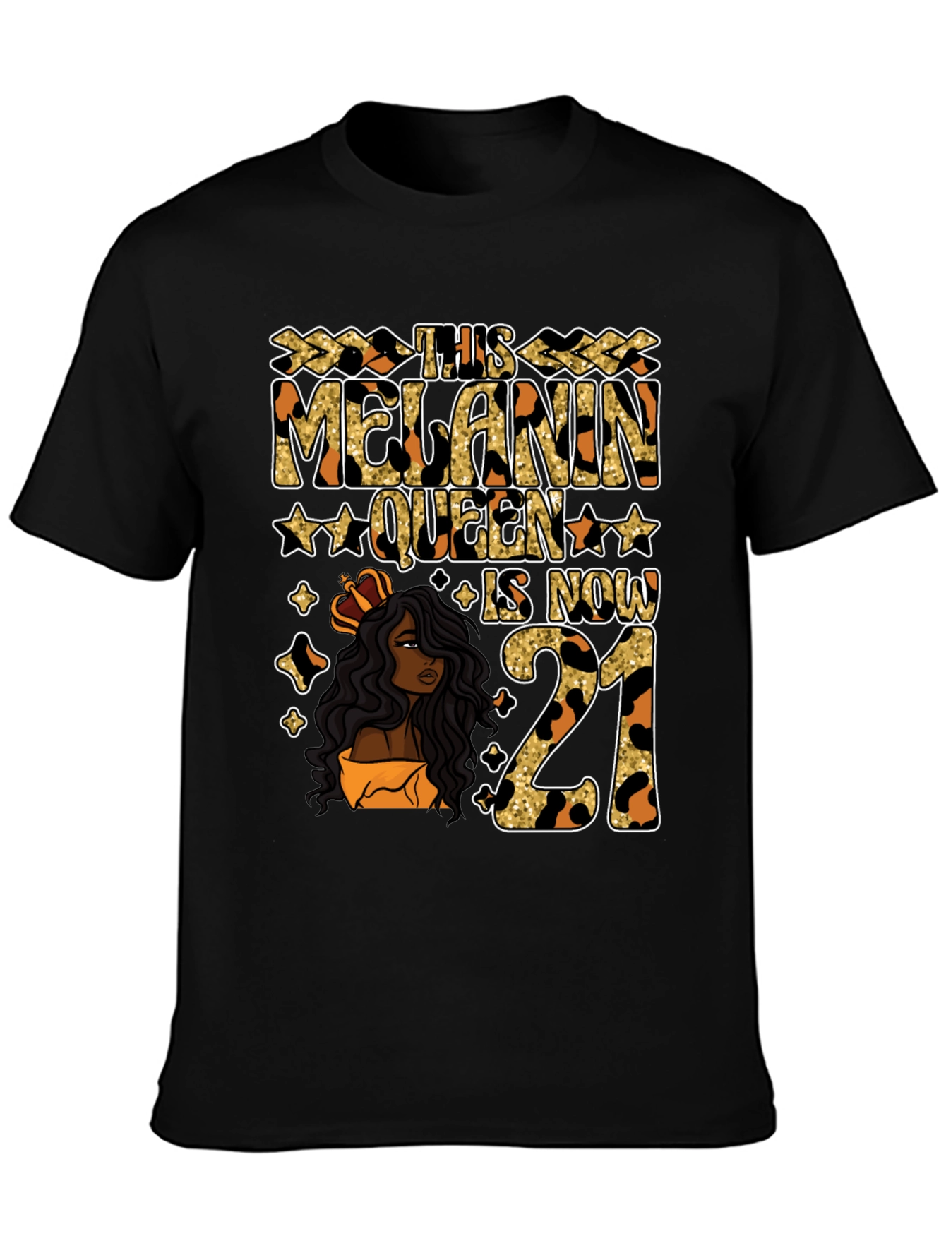 Camiseta Melanin Queen 21 Cumpleaños Leopardo