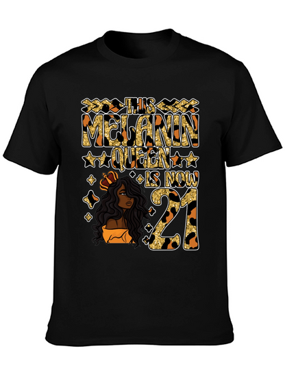 Camiseta Melanin Queen 21 Cumpleaños Leopardo