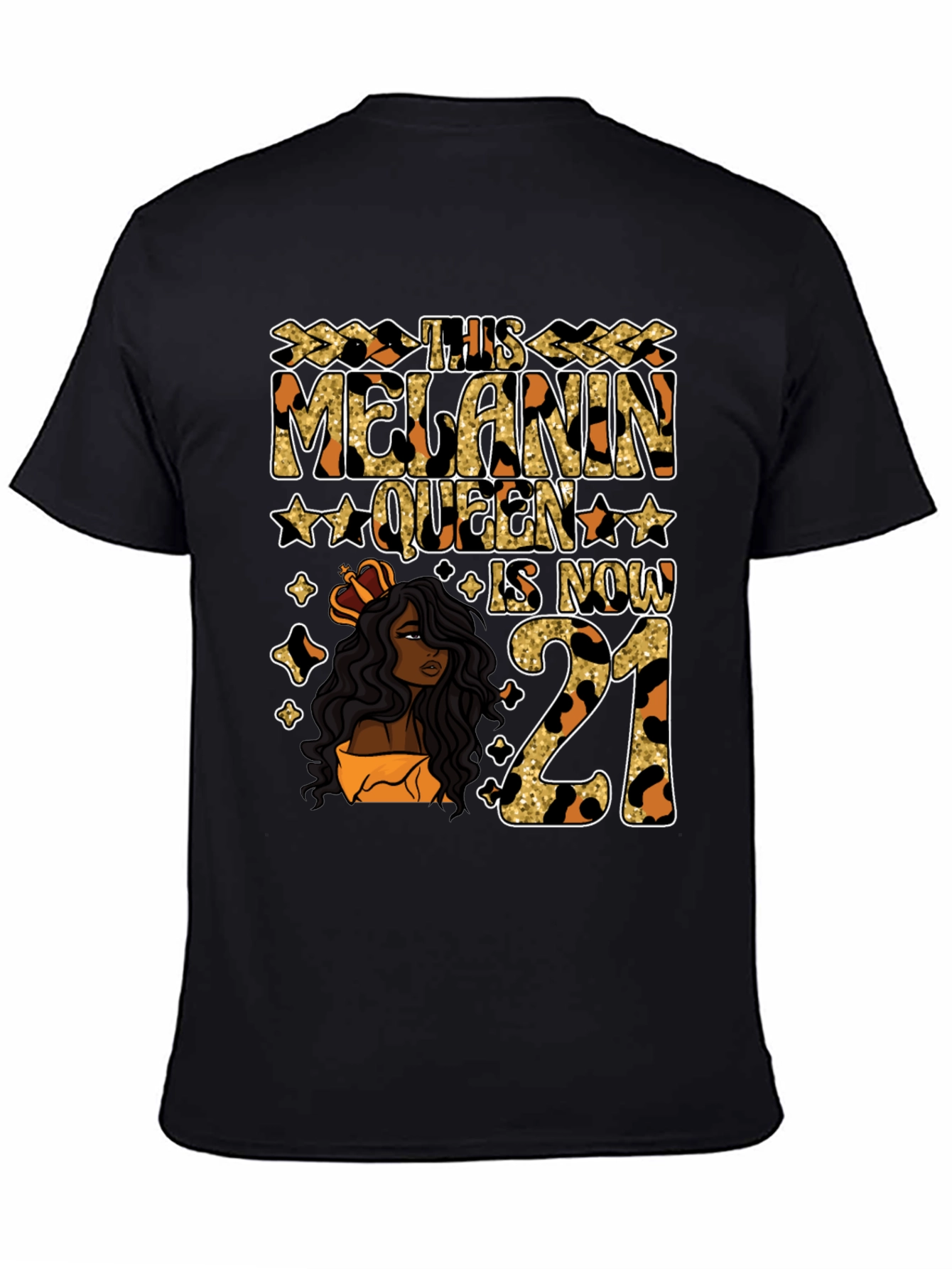 Camiseta Melanin Queen 21 Cumpleaños Leopardo