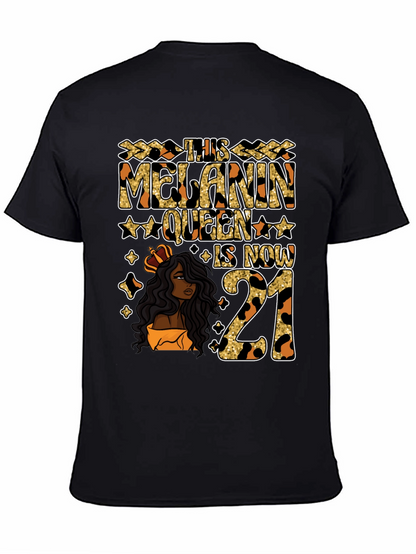 Camiseta Melanin Queen 21 Cumpleaños Leopardo