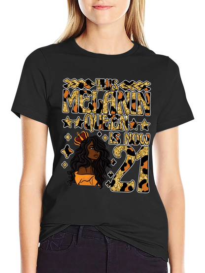 Camiseta Melanin Queen 21 Cumpleaños Leopardo