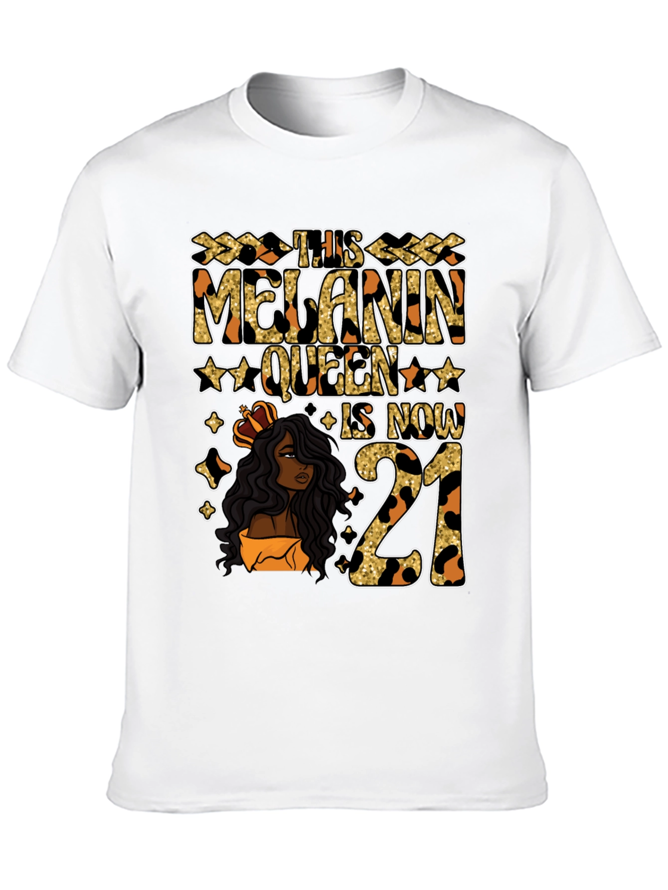 Camiseta Melanin Queen 21 Cumpleaños Leopardo
