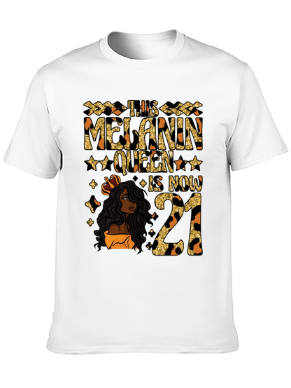 Camiseta Melanin Queen 21 Cumpleaños Leopardo