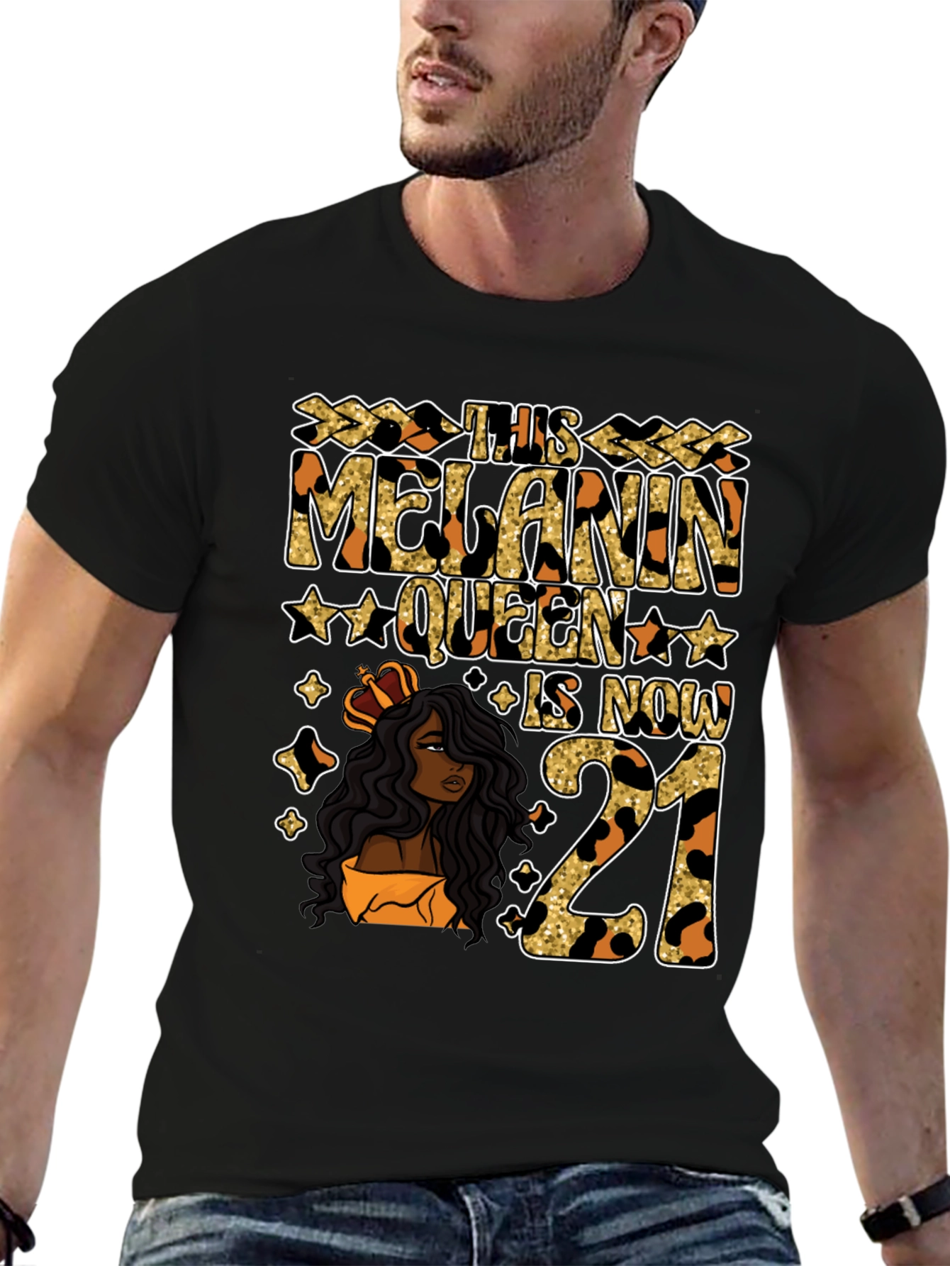 Camiseta Melanin Queen 21 Cumpleaños Leopardo