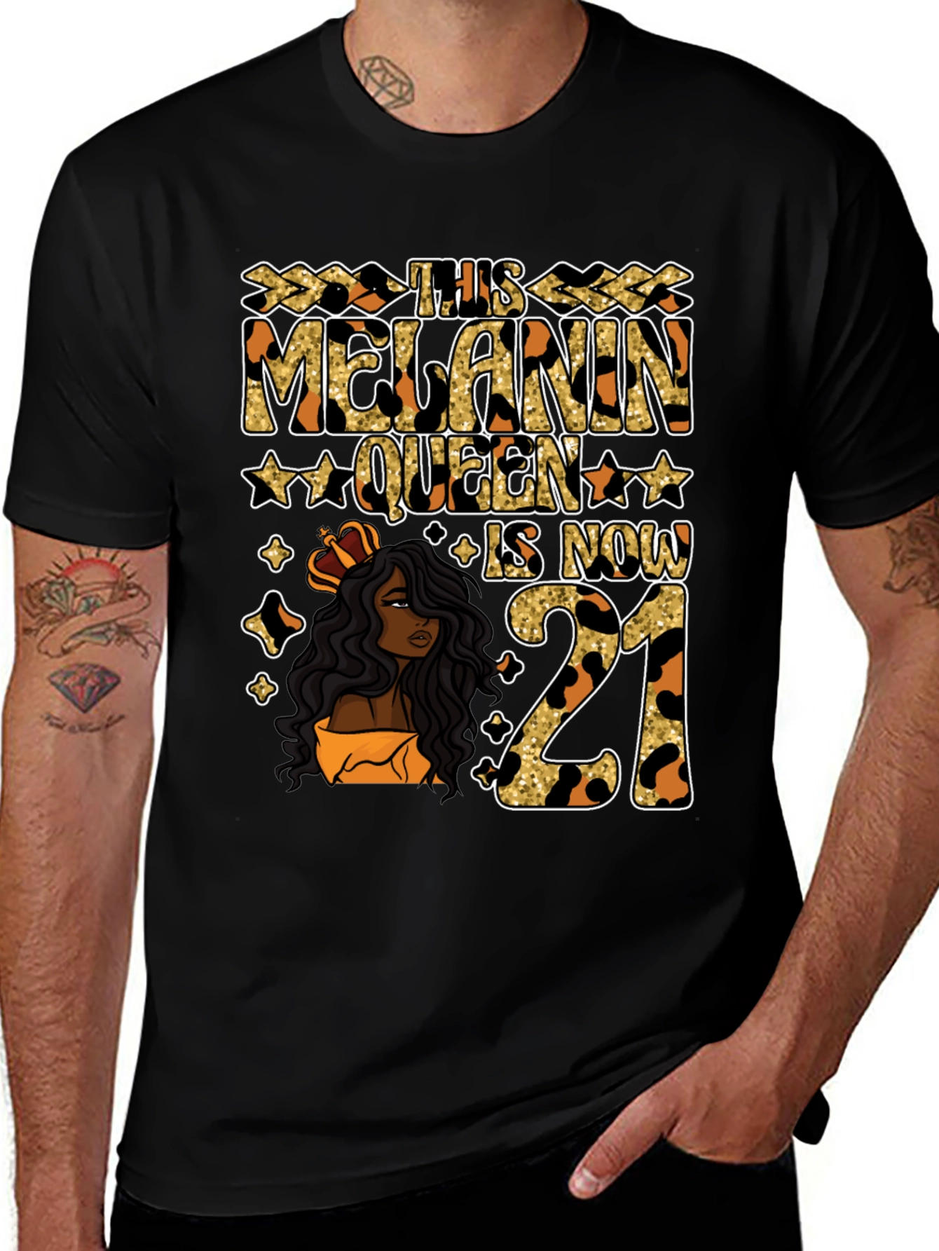 Camiseta Melanin Queen 21 Cumpleaños Leopardo