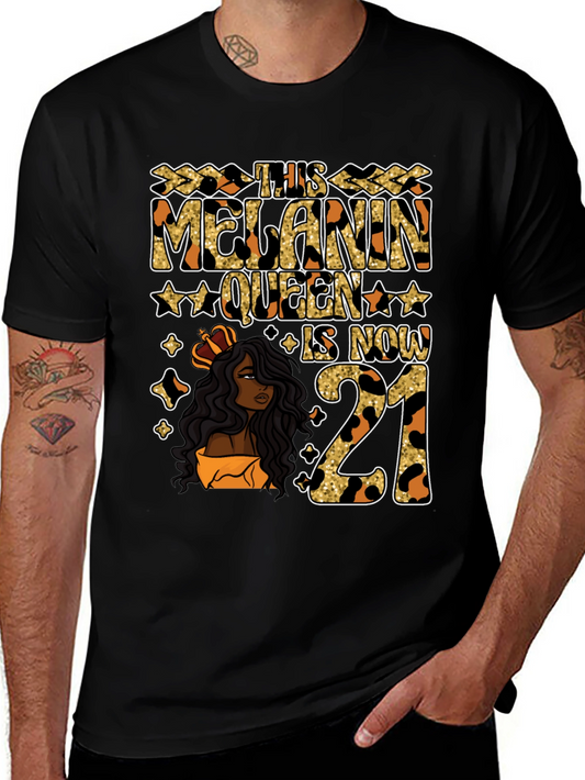 Camiseta Melanin Queen 21 Cumpleaños Leopardo