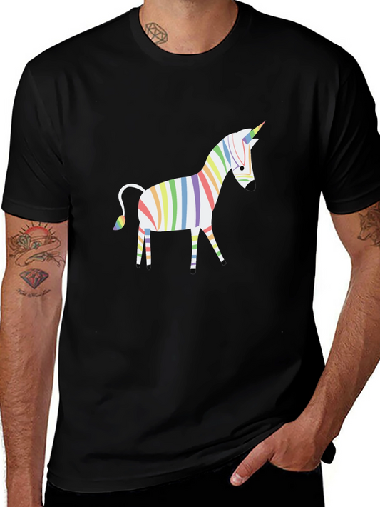 Camiseta Negra con Diseño de Unicornio Arcoíris