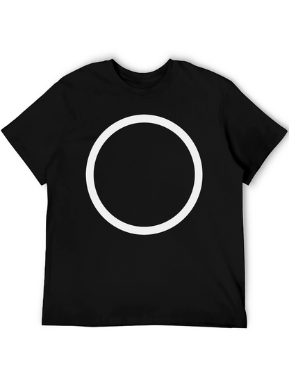 Camiseta Hombre Negra con Círculo Blanco Estilo Casual