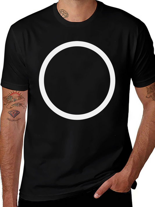 Camiseta Hombre Negra con Círculo Blanco Estilo Casual