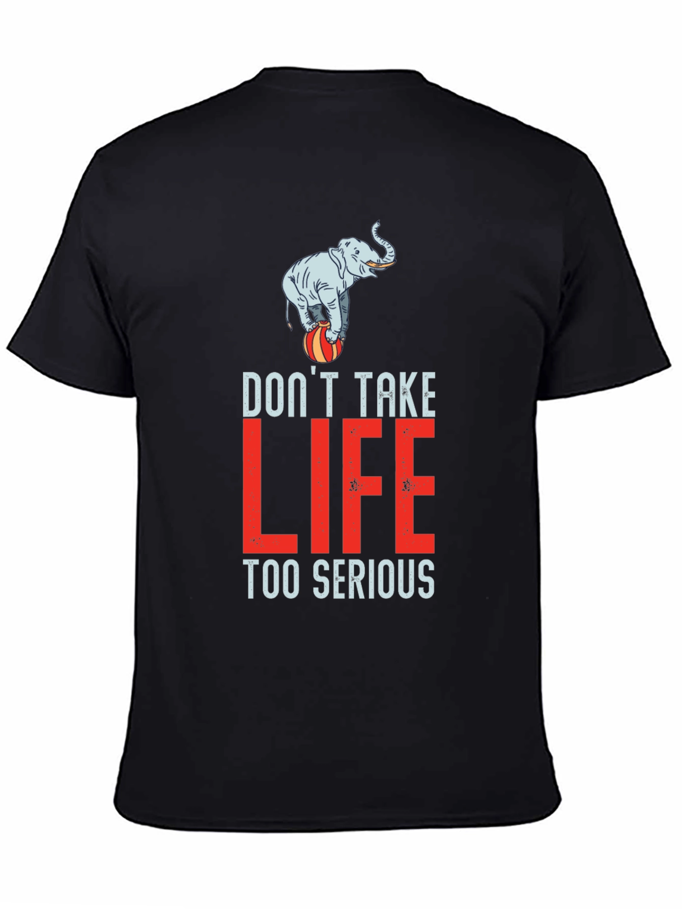 Camiseta Negra con Diseño de Elefante Equilibrista