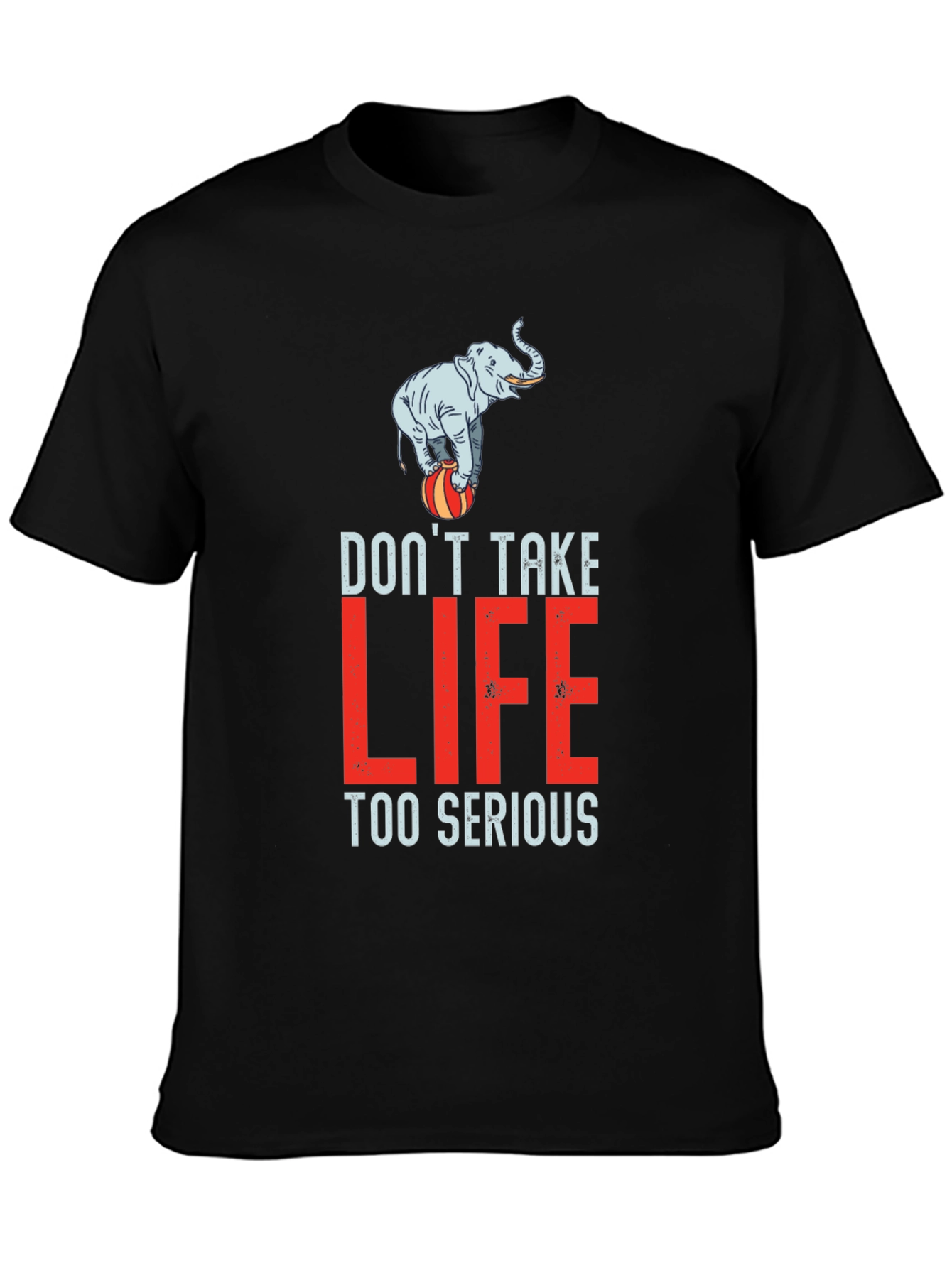 Camiseta Negra con Diseño de Elefante Equilibrista