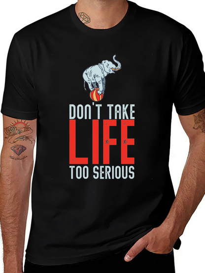 Camiseta Negra con Diseño de Elefante Equilibrista