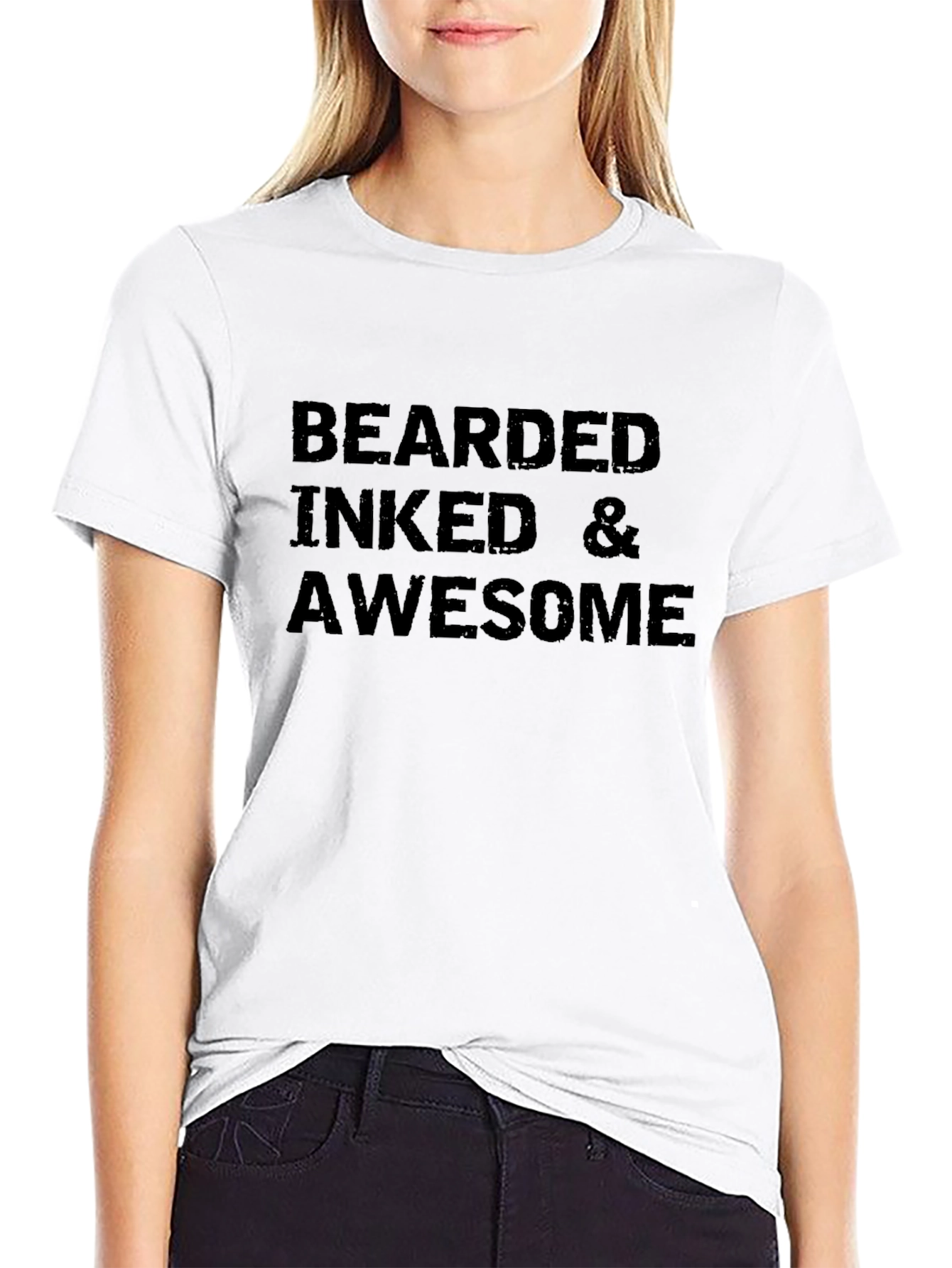 Camiseta Negra: Bearded Inked & Awesome