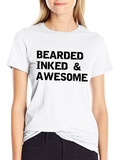 Camiseta Negra: Bearded Inked & Awesome