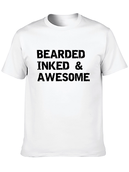 Camiseta Negra: Bearded Inked & Awesome