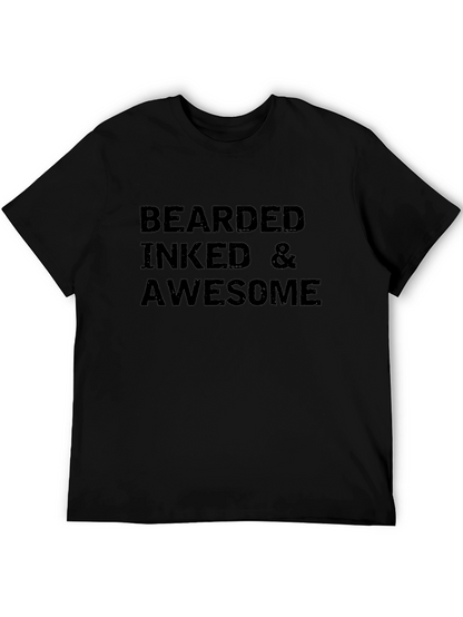 Camiseta Negra: Bearded Inked & Awesome