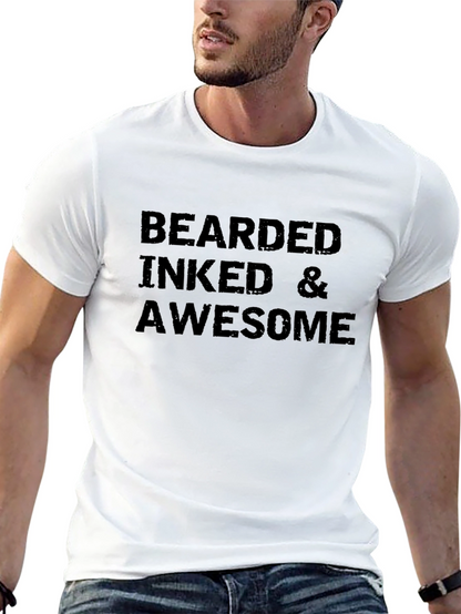 Camiseta Negra: Bearded Inked & Awesome