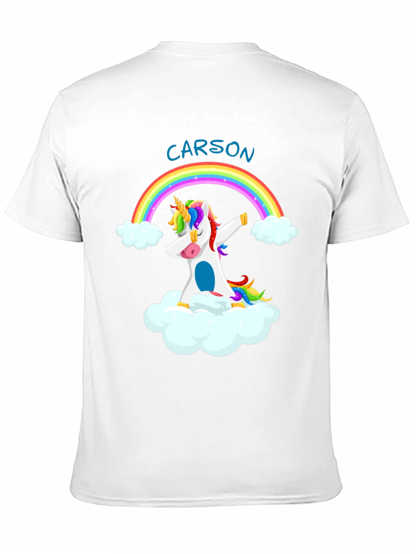 Camiseta Negra Unicornio Arcoíris Personalizada