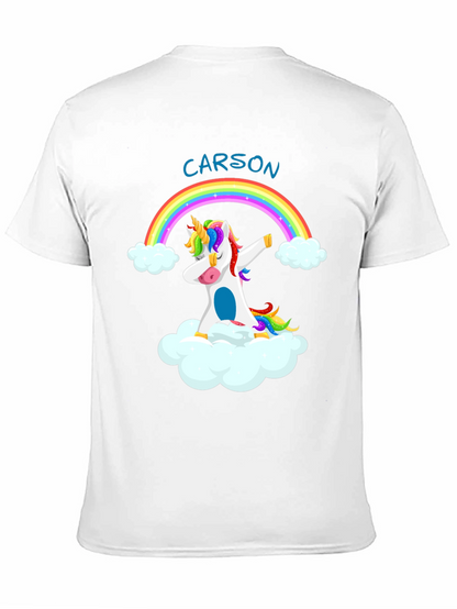 Camiseta Negra Unicornio Arcoíris Personalizada