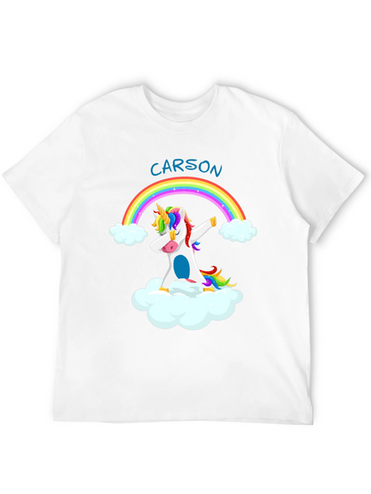 Camiseta Negra Unicornio Arcoíris Personalizada
