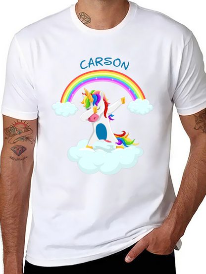 Camiseta Negra Unicornio Arcoíris Personalizada