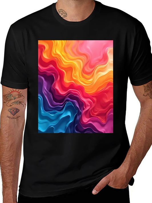Camiseta Negra con Diseño Abstracto Colorido