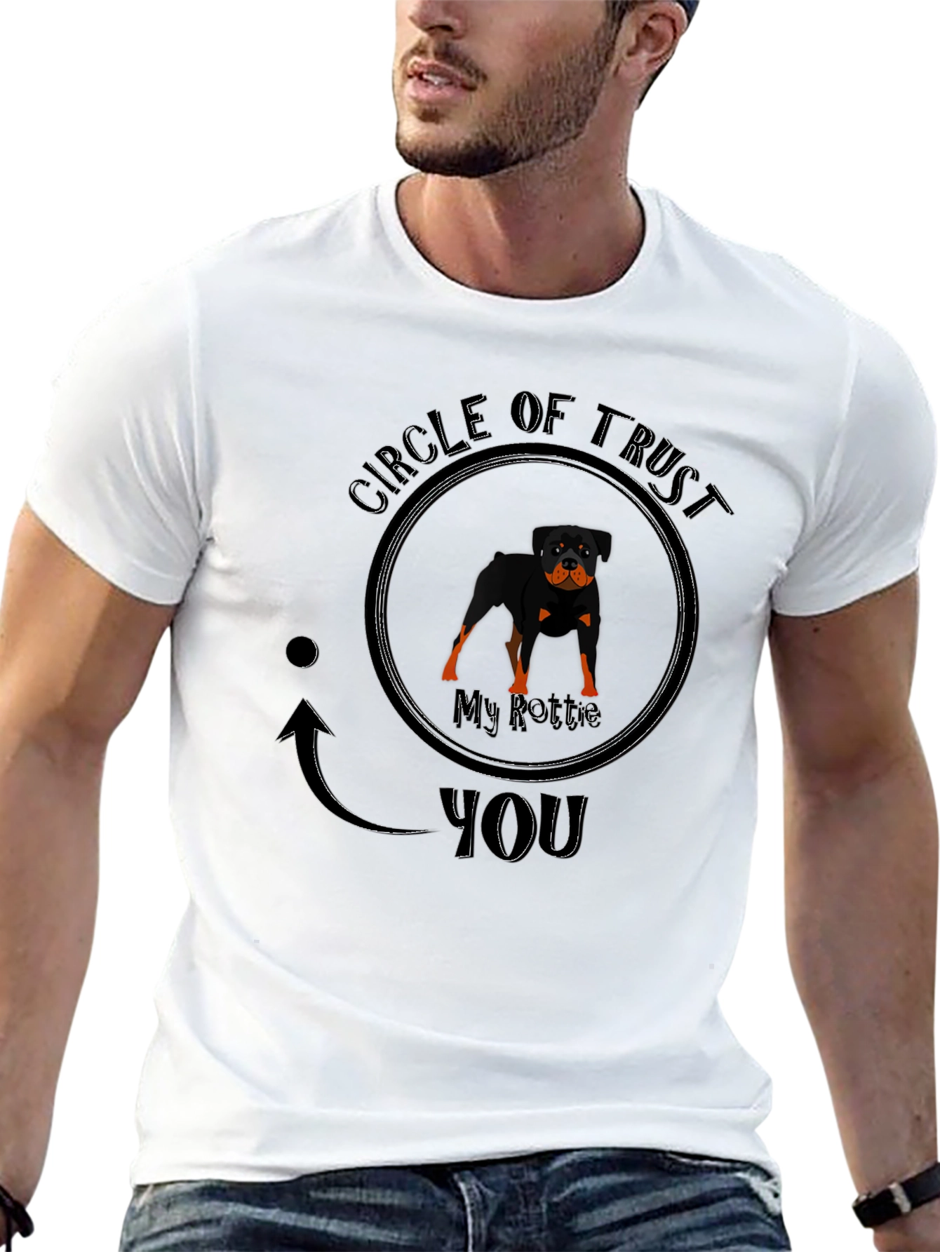 Camiseta Negra Círculo de Confianza Rottweiler