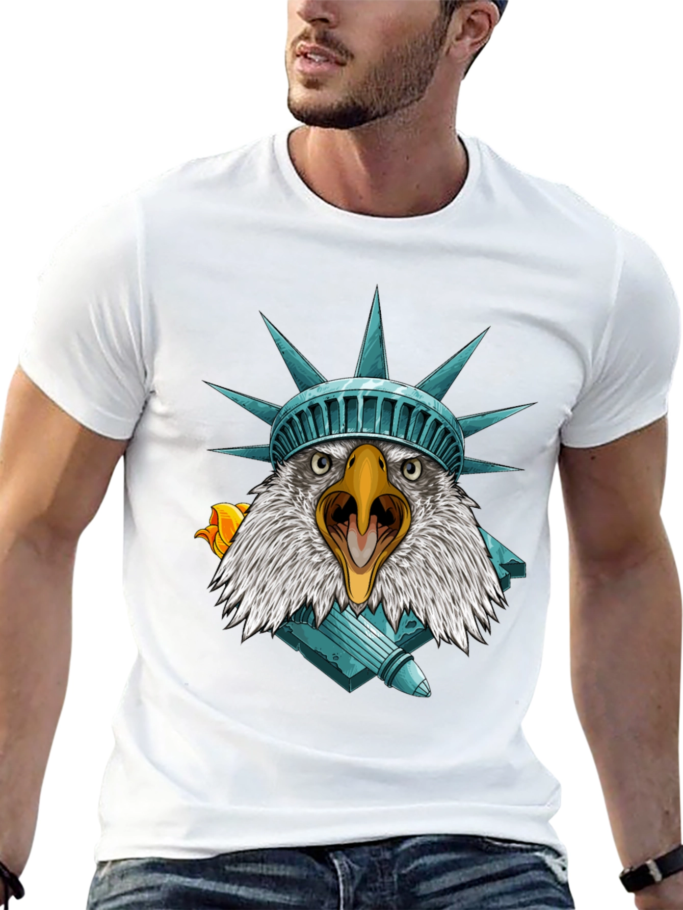 Camiseta Águila Estatua Libertad - Estilo Patriótico