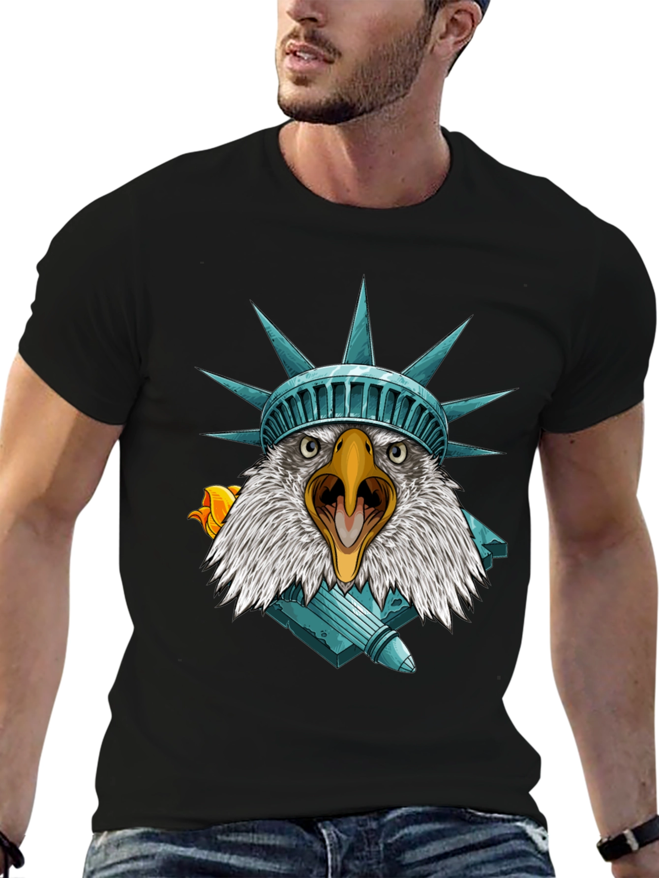 Camiseta Águila Estatua Libertad - Estilo Patriótico