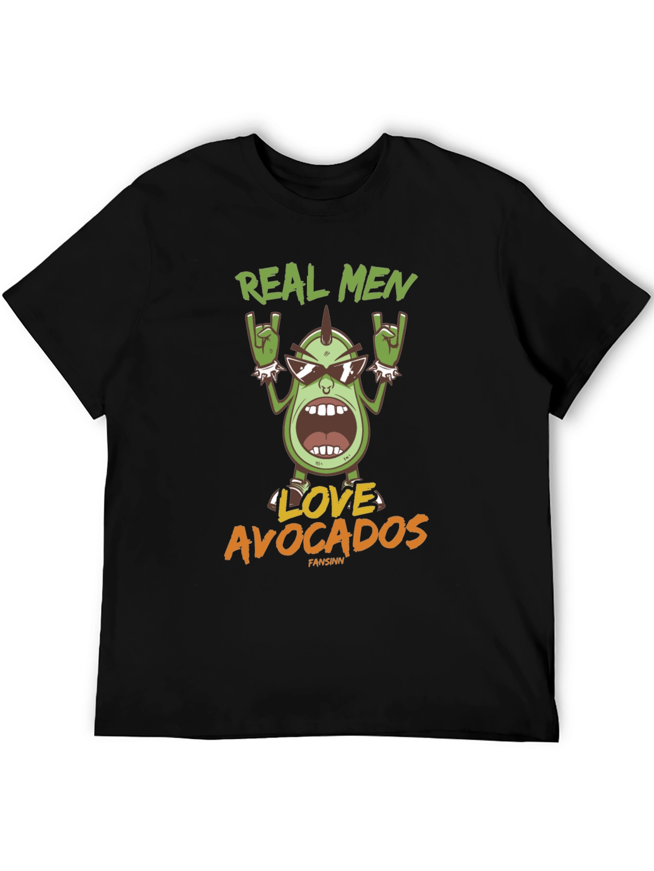 Camiseta Hombre Negra Aguacate Rockero