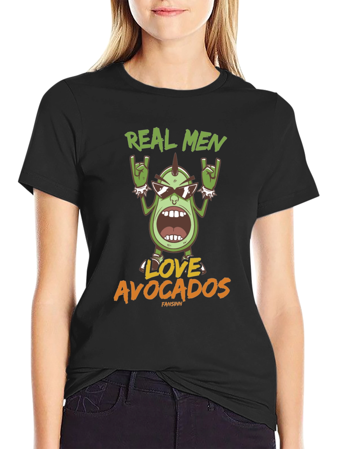 Camiseta Hombre Negra Aguacate Rockero