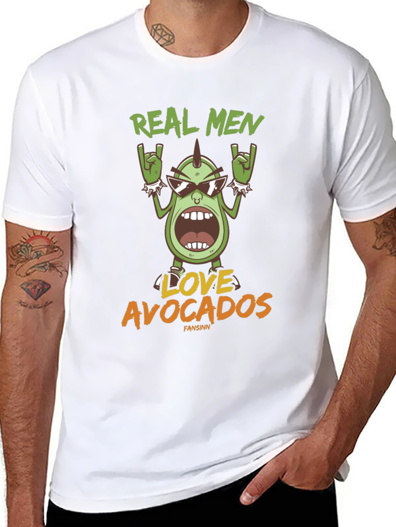 Camiseta Hombre Negra Aguacate Rockero