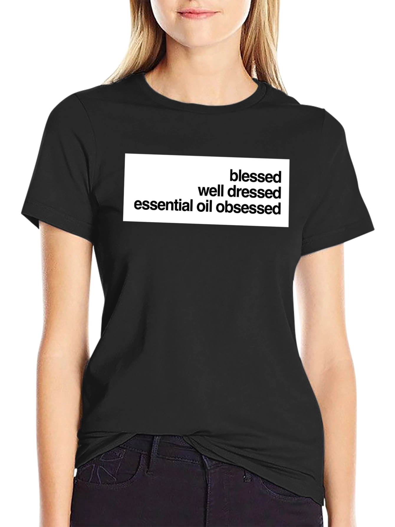 Camiseta Negra: Bendecido Bien Vestido Obsesionado Aceites
