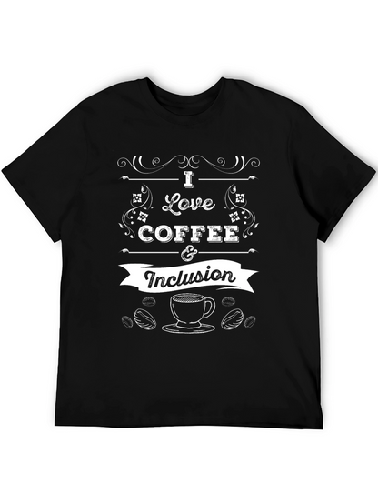 Camiseta Negra con Diseño de Café e Inclusión