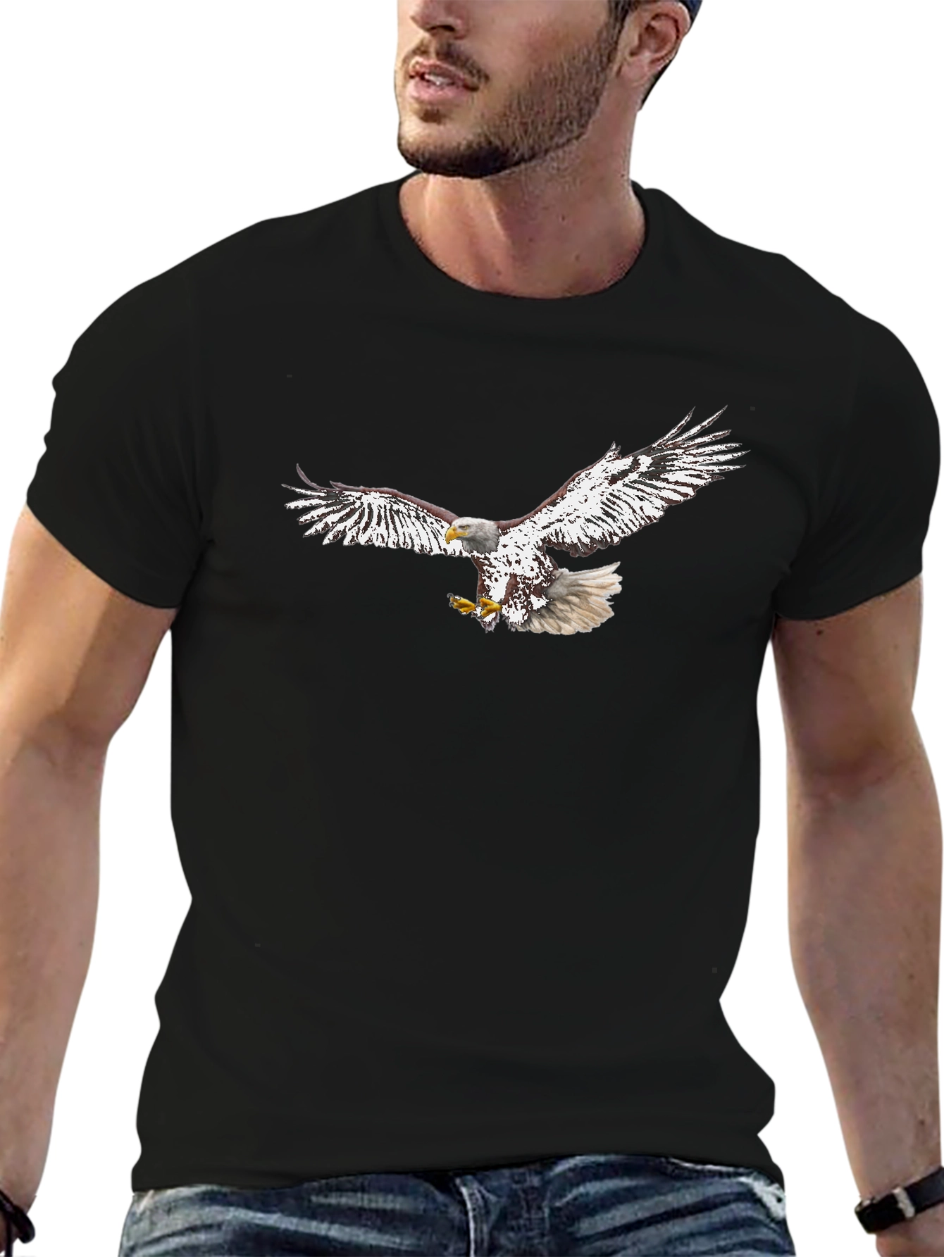 Camiseta Negra con Águila Imponente