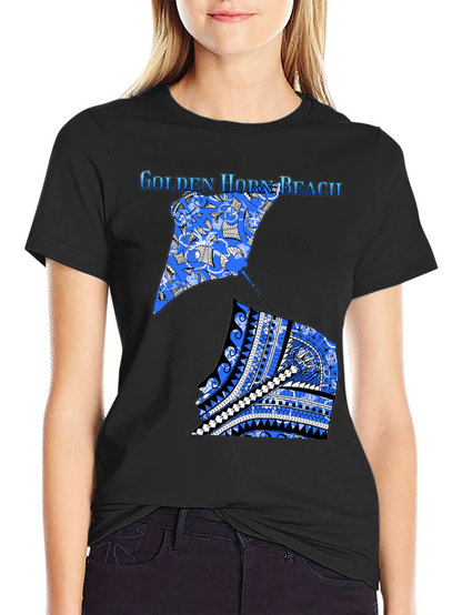 Camiseta Negra Playa Golden Horn con Diseño Único