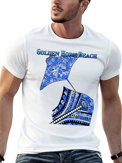 Camiseta Negra Playa Golden Horn con Diseño Único