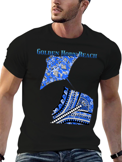 Camiseta Negra Playa Golden Horn con Diseño Único