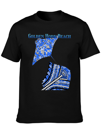 Camiseta Negra Playa Golden Horn con Diseño Único