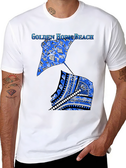 Camiseta Negra Playa Golden Horn con Diseño Único