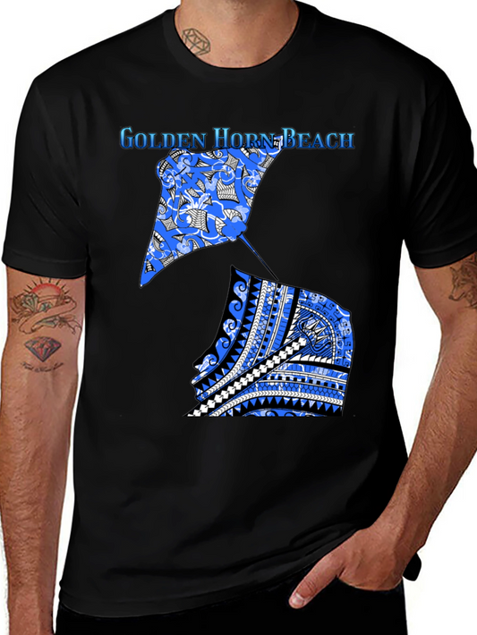 Camiseta Negra Playa Golden Horn con Diseño Único