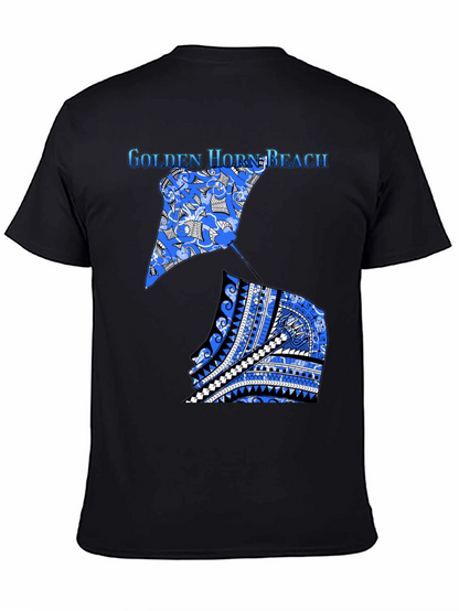 Camiseta Negra Playa Golden Horn con Diseño Único