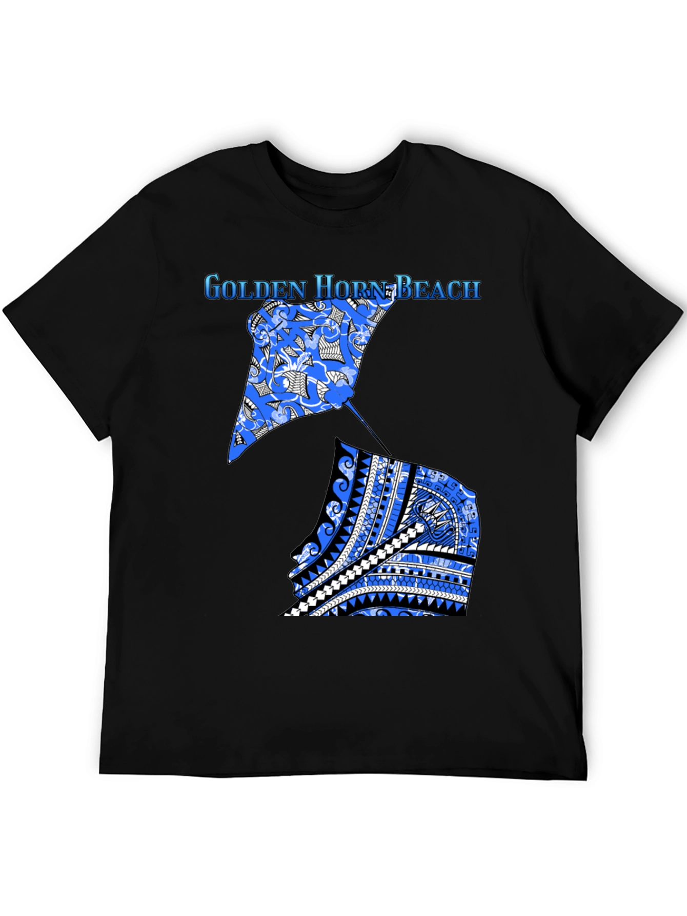 Camiseta Negra Playa Golden Horn con Diseño Único