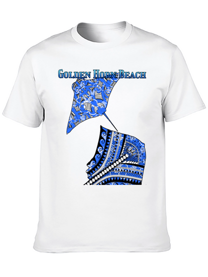 Camiseta Negra Playa Golden Horn con Diseño Único