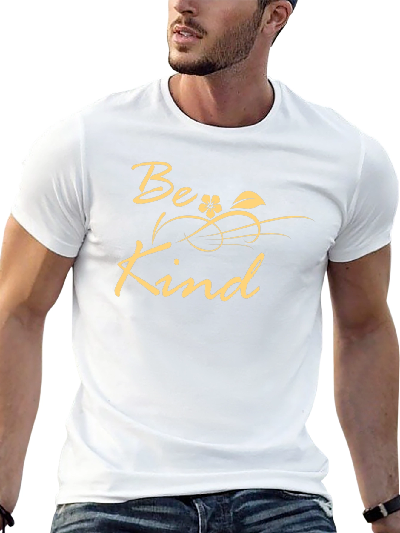 Camiseta Negra Be Kind - Diseño Floral