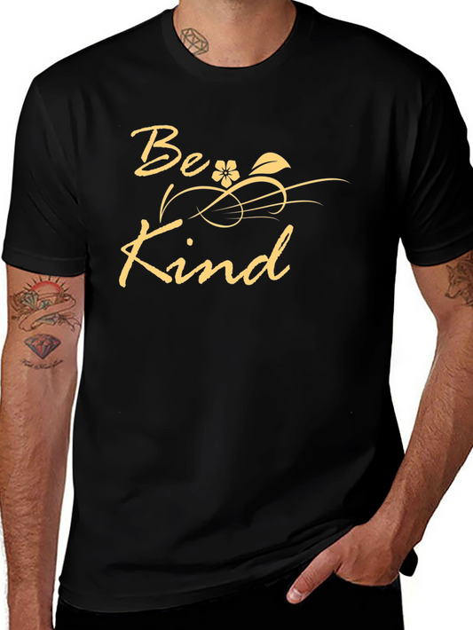 Camiseta Negra Be Kind - Diseño Floral