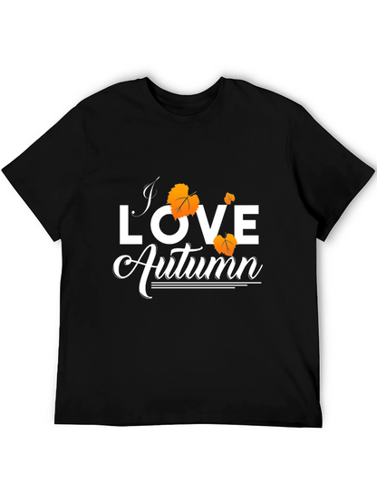Camiseta Negra Amo el Otoño para Hombre